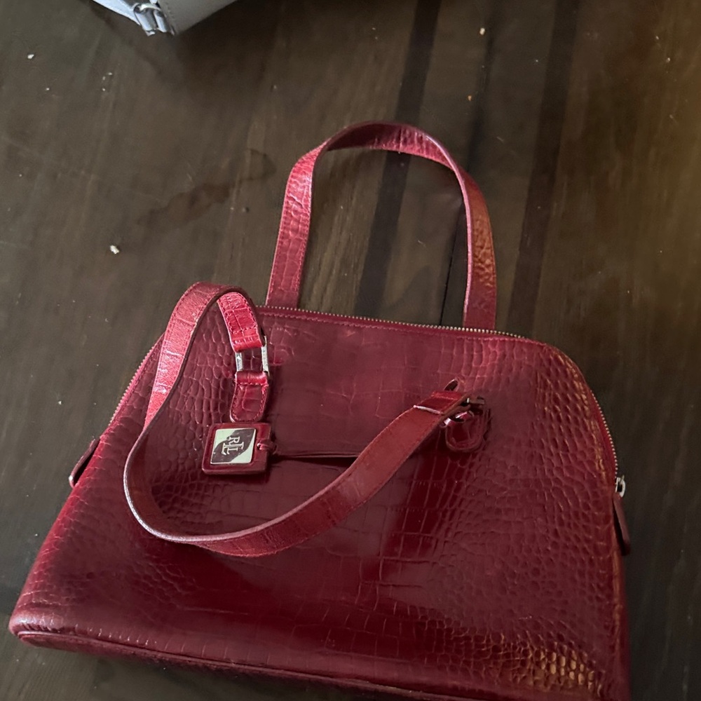 Elegant Red Crocodile-Embossed Handbag